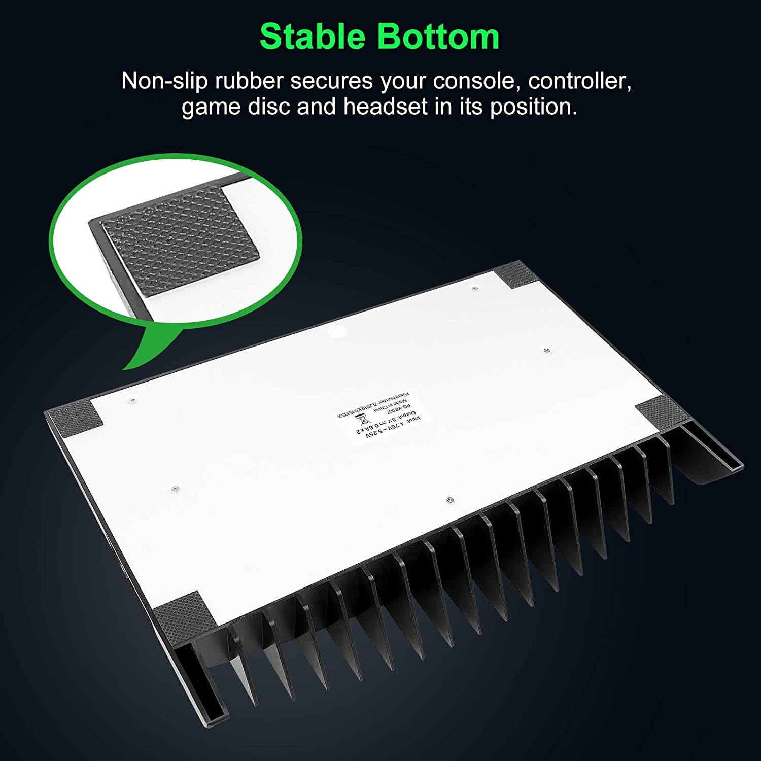 Linkstyle Vertical Cooling Stand Compatible with Xbox ONE X/ONE S/Regular ONE, with 2 Controller Charger Station, 17 Games Storage Slot, 1 Headset Storage Holder