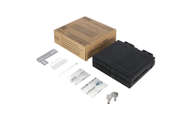 Icy Dock ToughArmor MB699VP-B Drive Enclosure for 5.25" U.2 (SFF-8639) - Mini-SAS HD Host Interface Internal - Black - 4 x HDD Supported