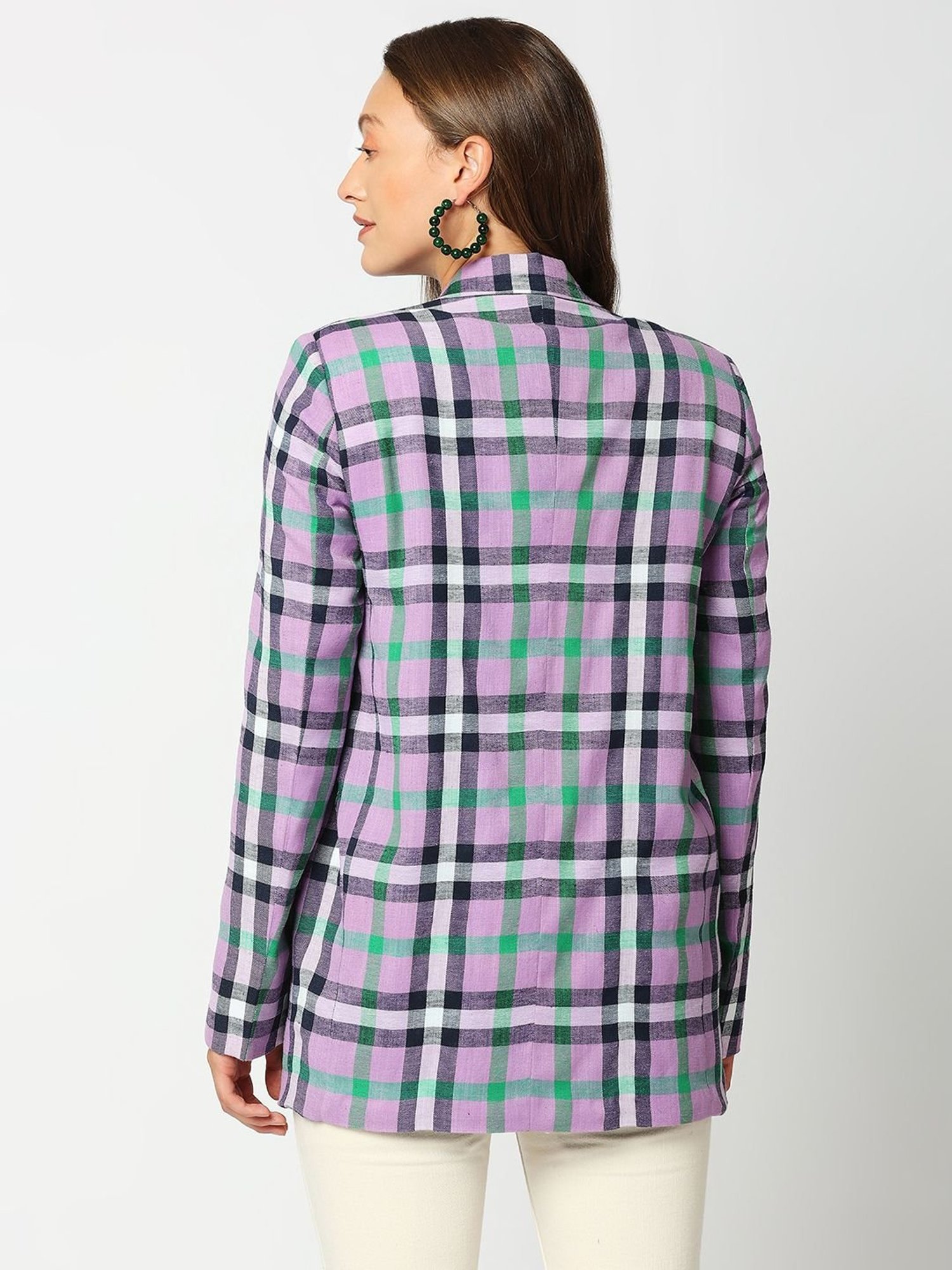 Remanika Purple Pure Cotton Chequered Jacket
