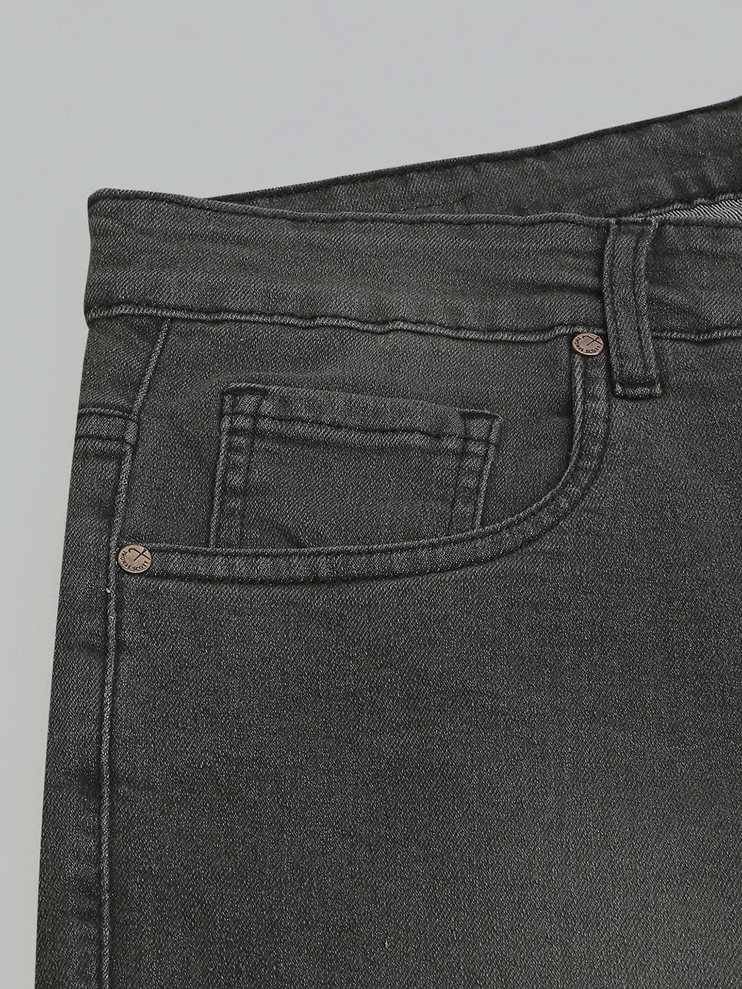 Thomas Scott Charcoal Regular Fit Lightly Washed Jeans