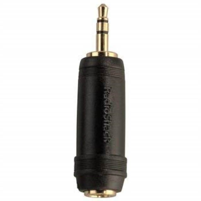 Stereo Inline Adapter, 1/8 Jack to 1/4 Plug