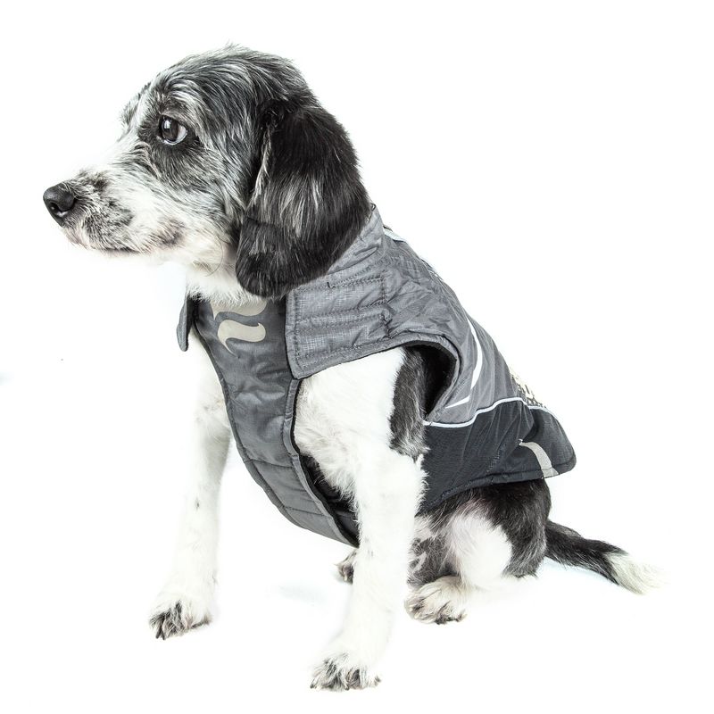 Pet Apparel Helios Dog Coat - L - Black Gray