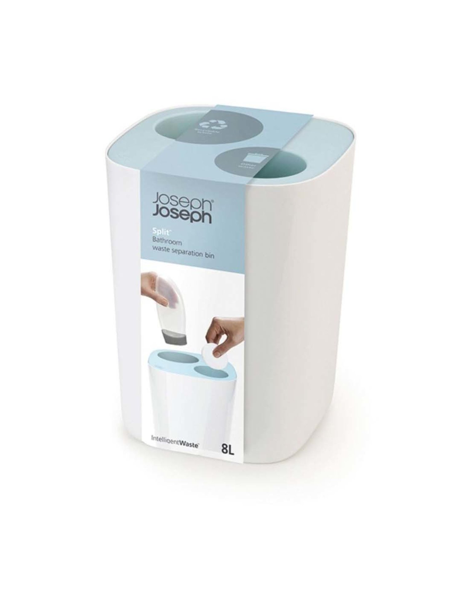 Joseph Joseph Split Light Blue Plastic Waste & Recycling Bin (8 L)