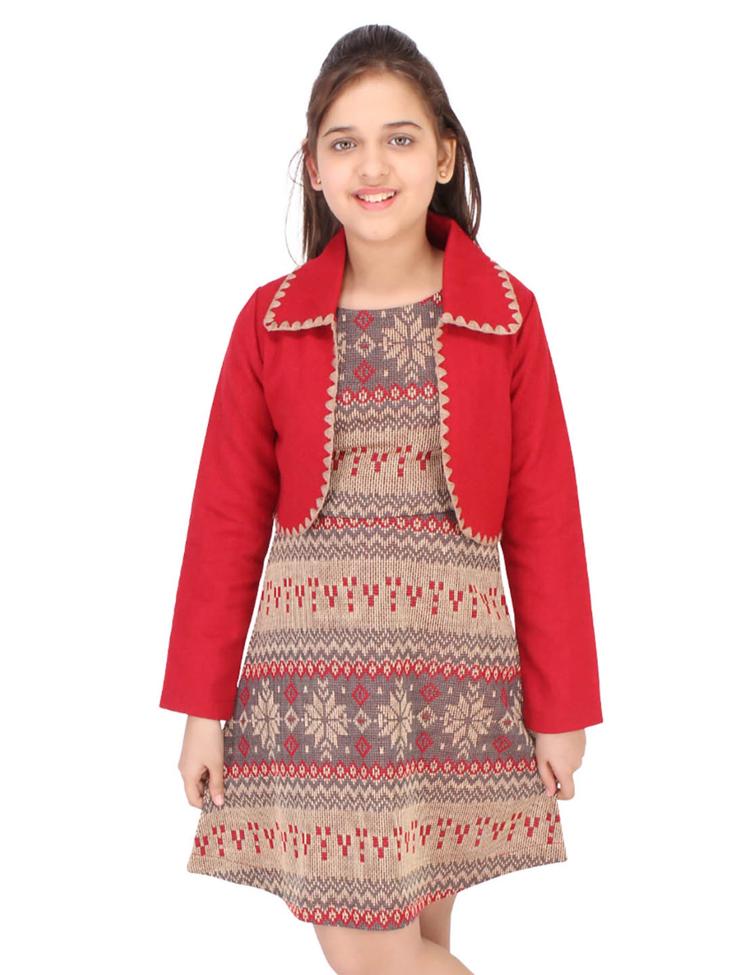 Cutecumber Kids Multicolor Printed Dress with Shrug