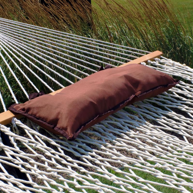 Sunnydaze Weather-Resistant Large Outdoor Poly-Fill Hammock Pillow with Ties - Walnut