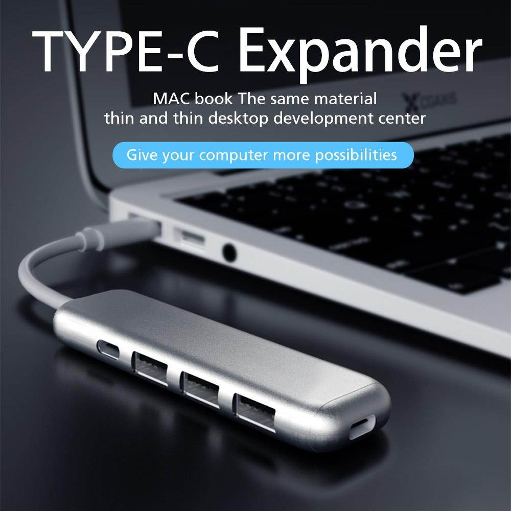 YAOMAISI 5 in 1 Extender USB3.0+ card reader + charging , Support PD Fast Charging, Data Transmission 5G / S for Macbook(Silver)