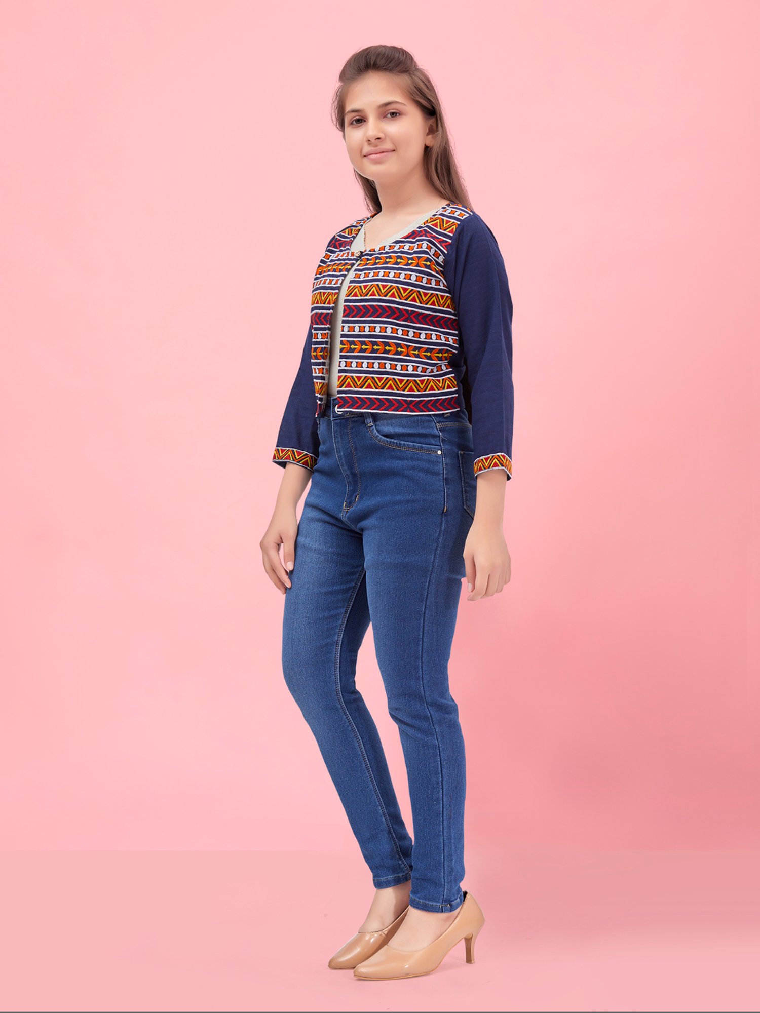 Aarika Kids Navy Embroidered Jacket