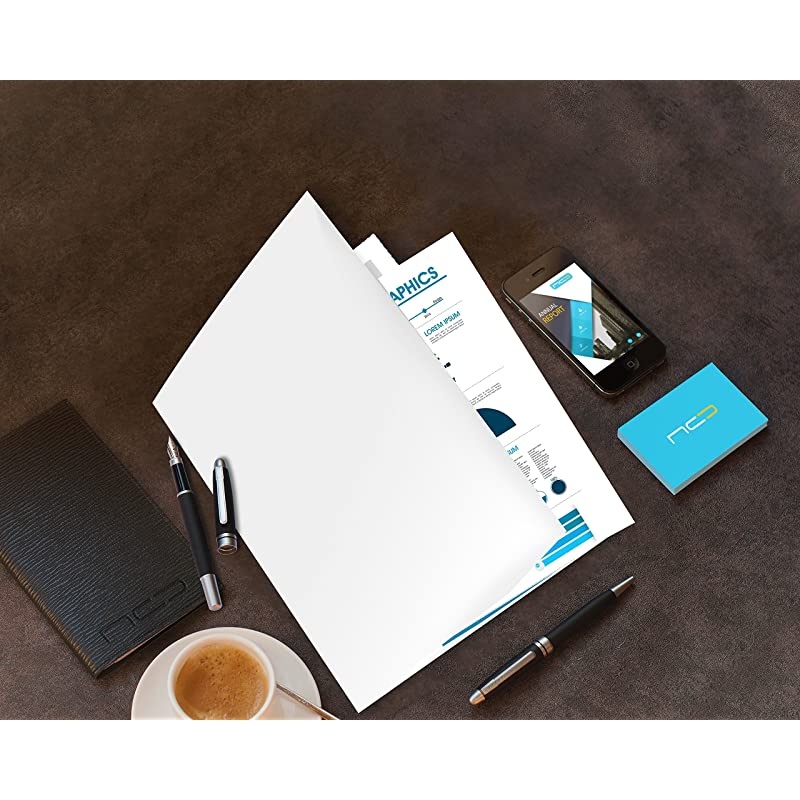 White 2 Pocket Folders, Durable Heavy Duty High Gloss Laminated White Presentation Folders Hold Letter Size sheets with a die-cut business card holder, 6 Pack ( 7673-25 )