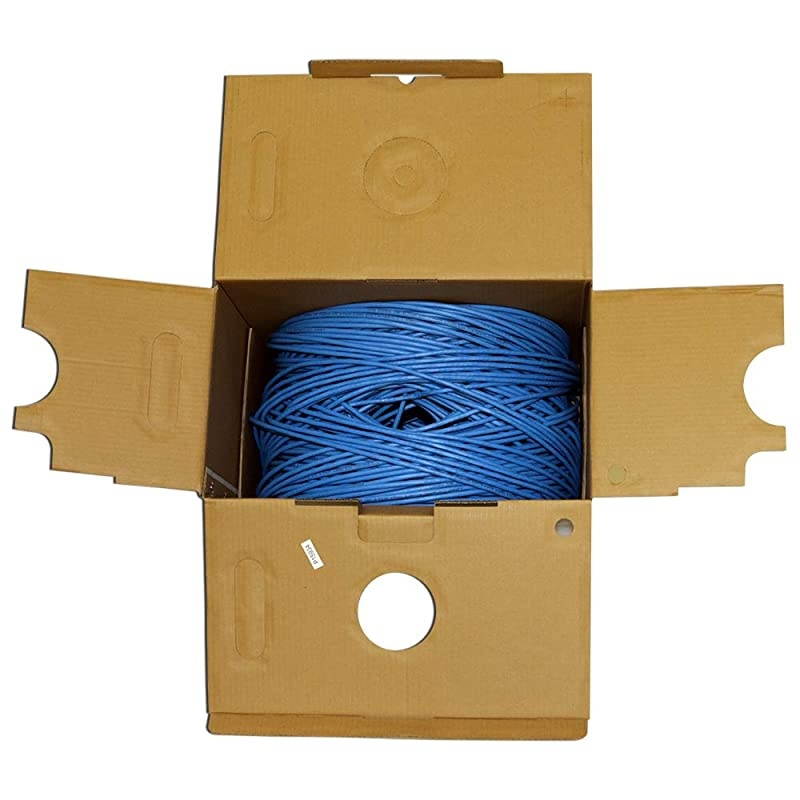 CAT6 Plenum Bulk Ethernet Cable 1000ft (CMP Rated) | Fluke Test Passed | 23AWG 4Pair Solid, 550-MHz | Unshielded Twisted Pair (UTP) | Up to 10 Gigabit, Blue