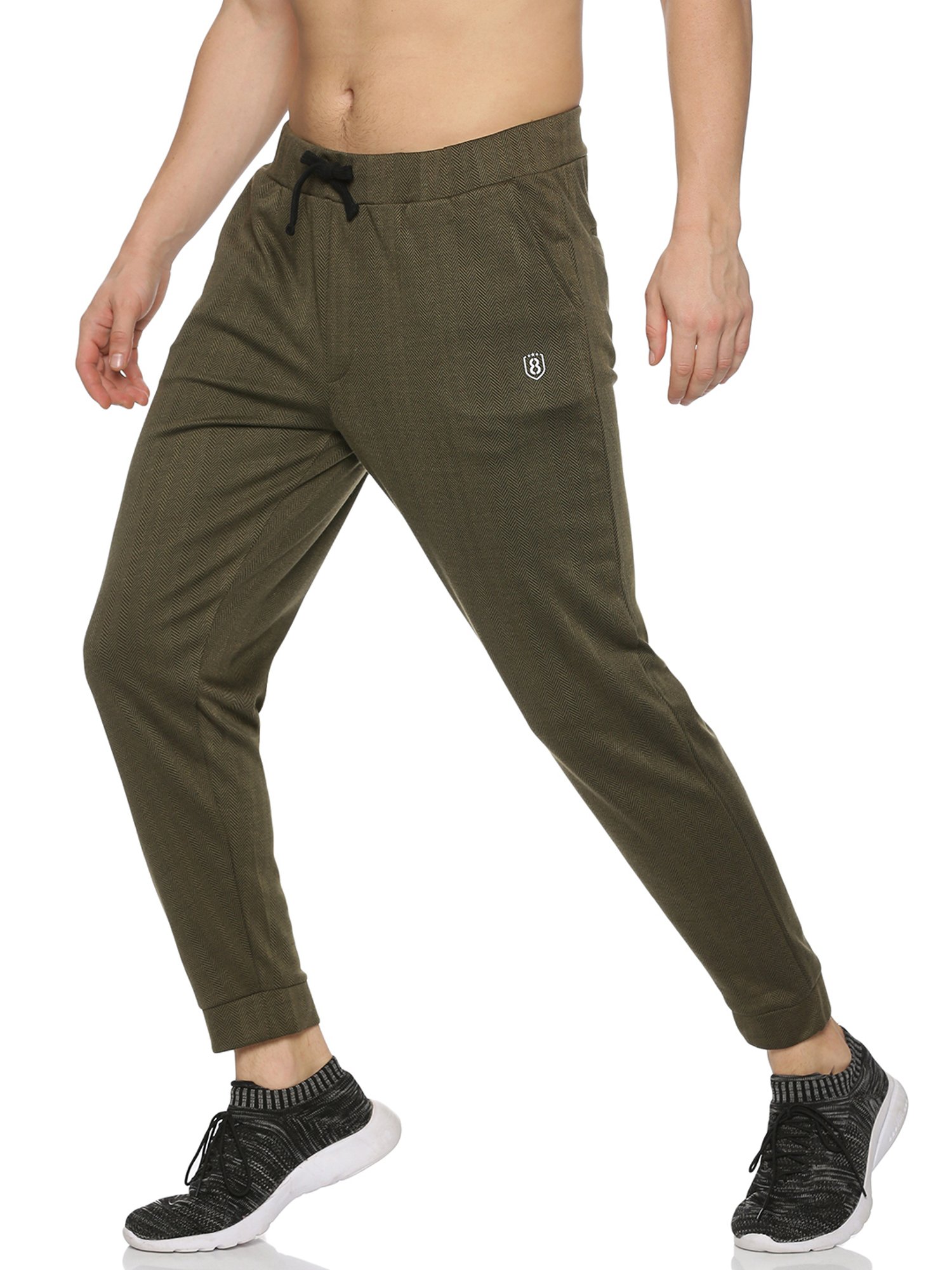 DOMIN8 Men Breathable Polyester Herringbone Elasticated 4 Pockets Track Pant