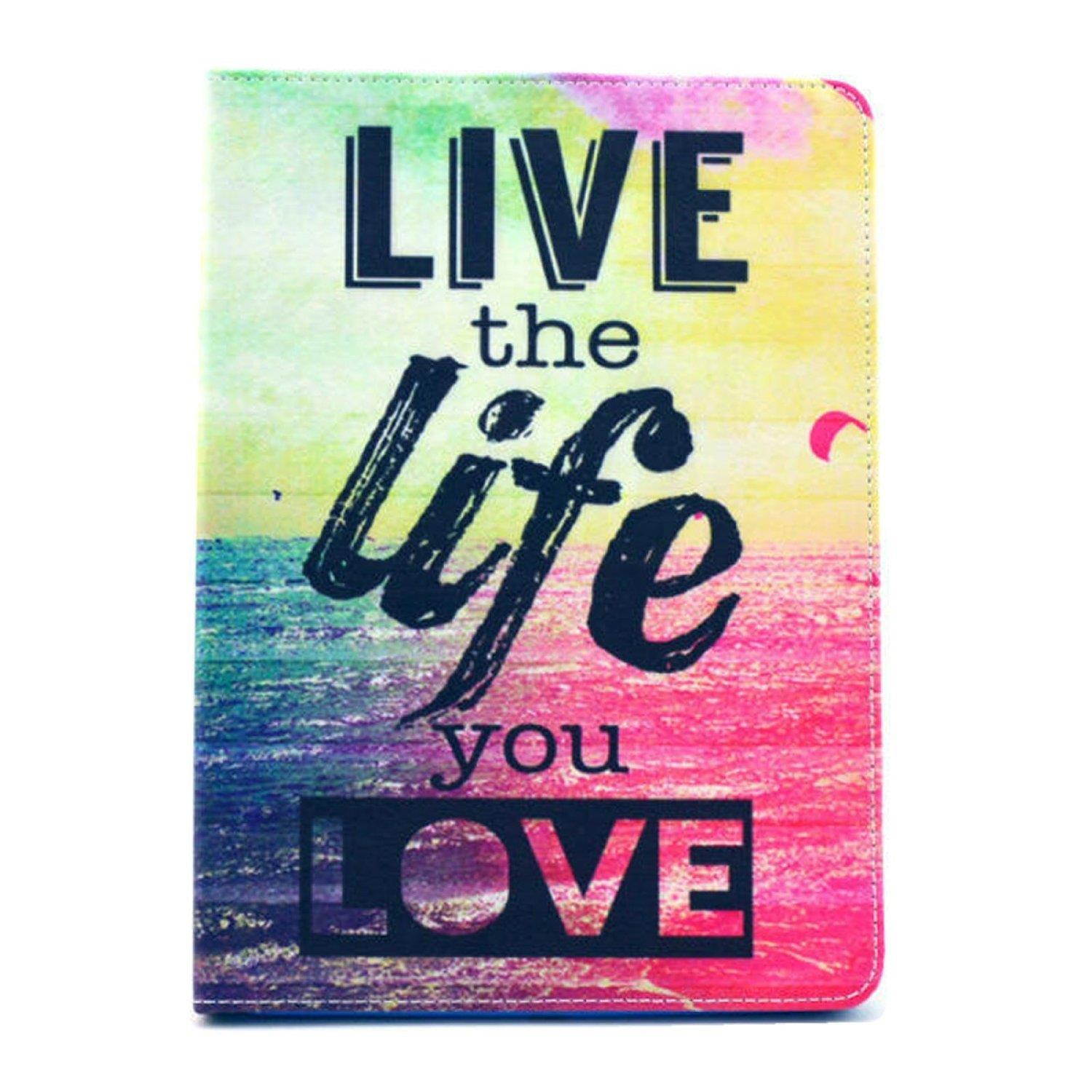 Newshine  Premium PU Leather Magnetic with Card Slots, Pocket Case Cover with [Auto Sleep/Wake Feature] for Apple iPad Air (Love Life)