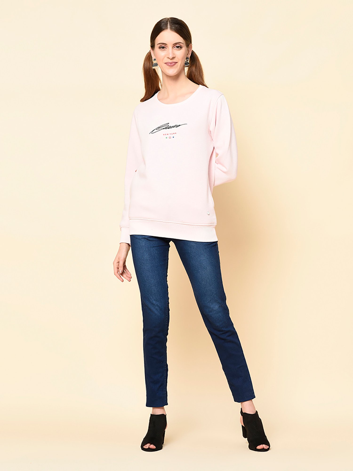 TAB91 Light Pink Graphic Print Sweatshirt