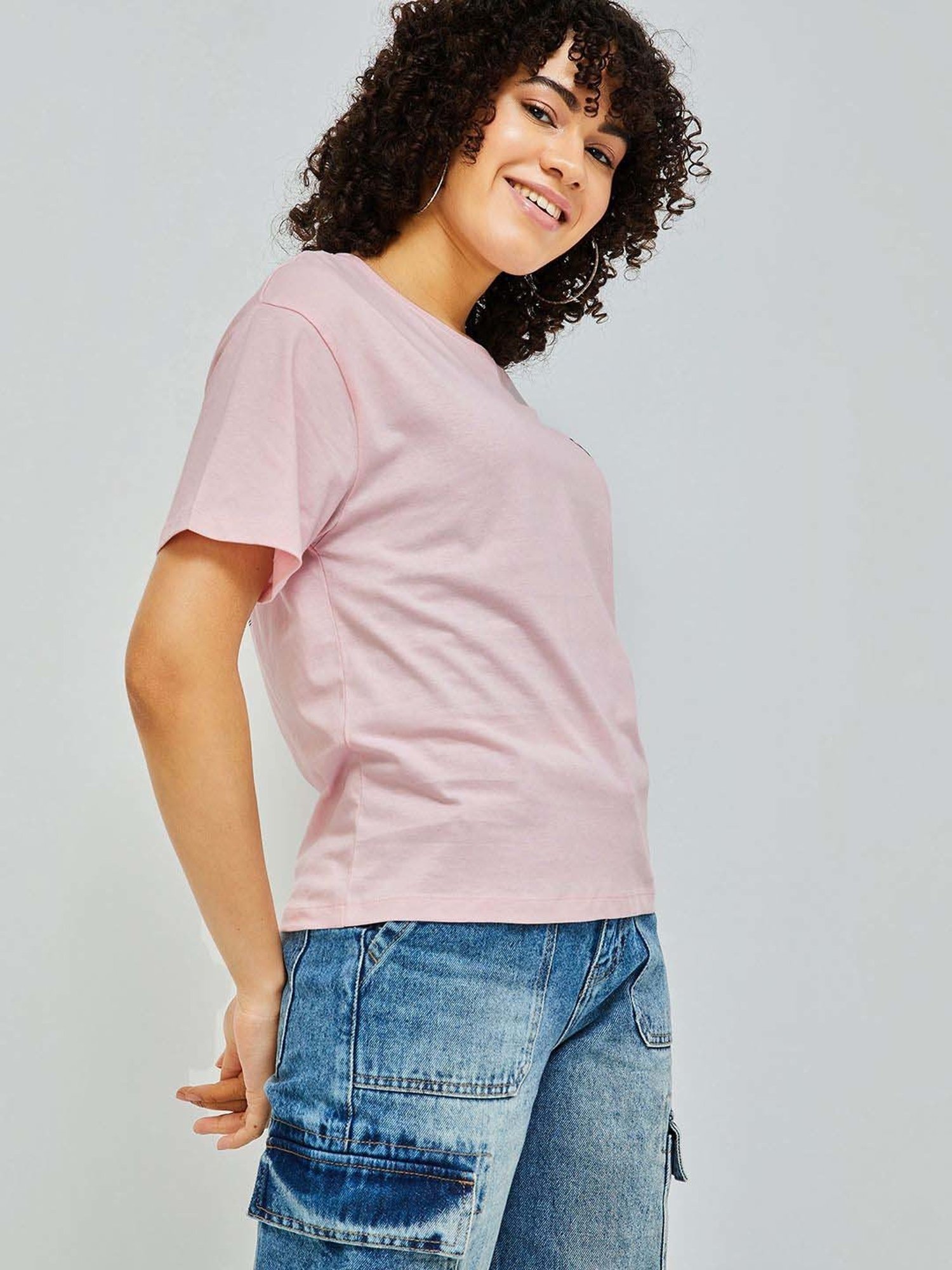 Fame Forever by Lifestyle Lilac Cotton Printed T-Shirt