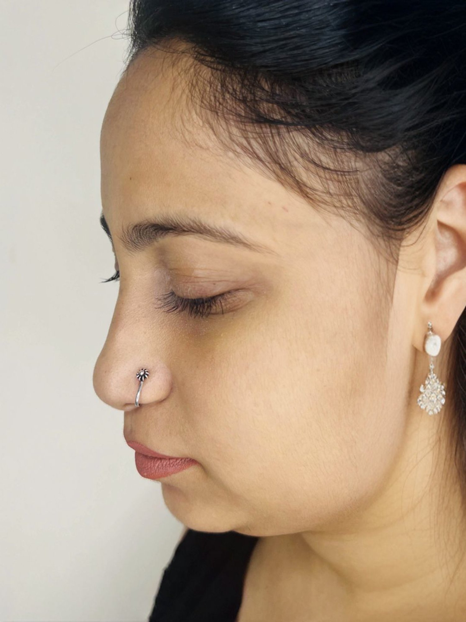 Zavya 92.5 Sterling Silver Floral Nosepin for Women