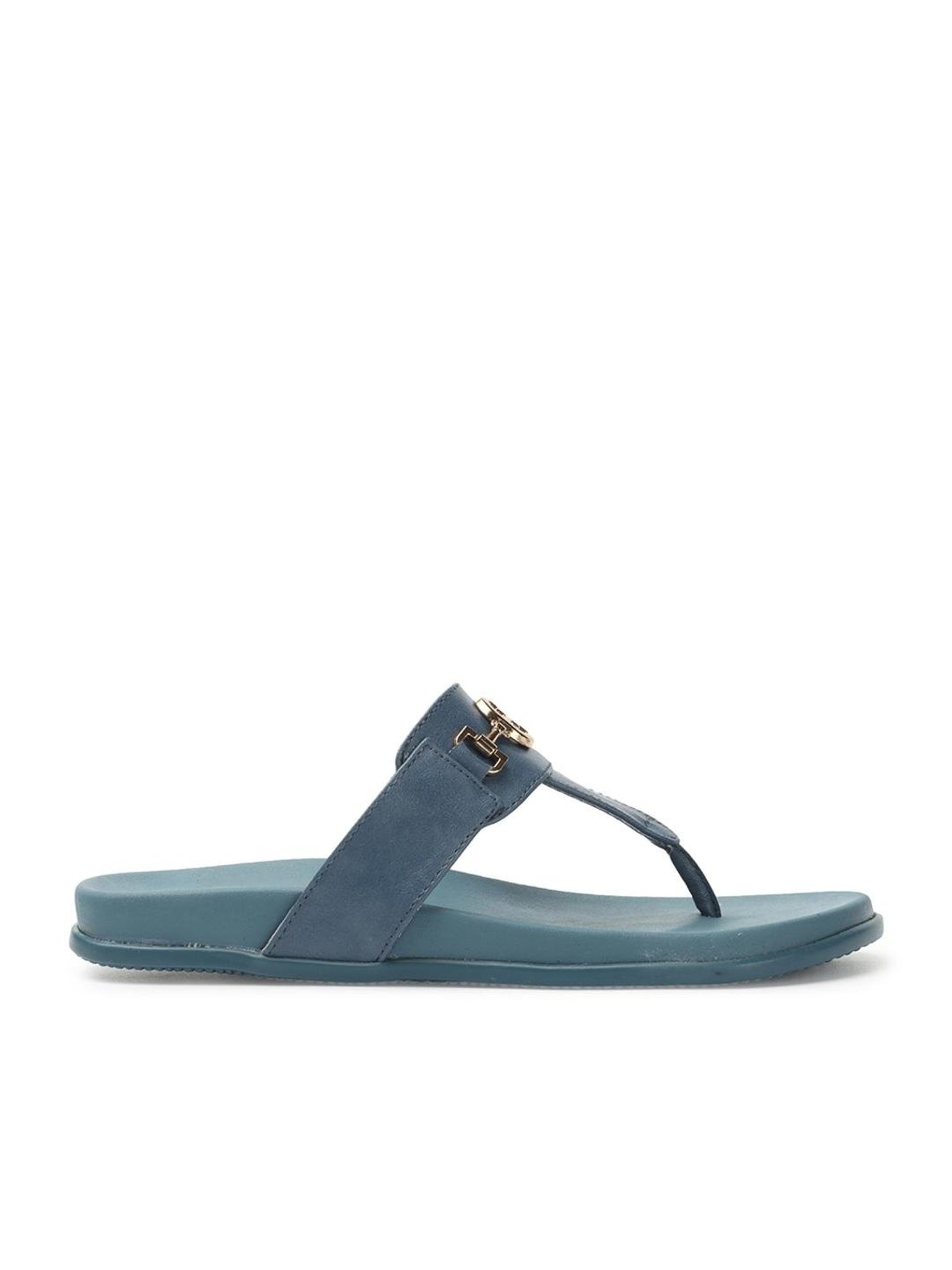 Elle Women's Blue T-Strap Sandals