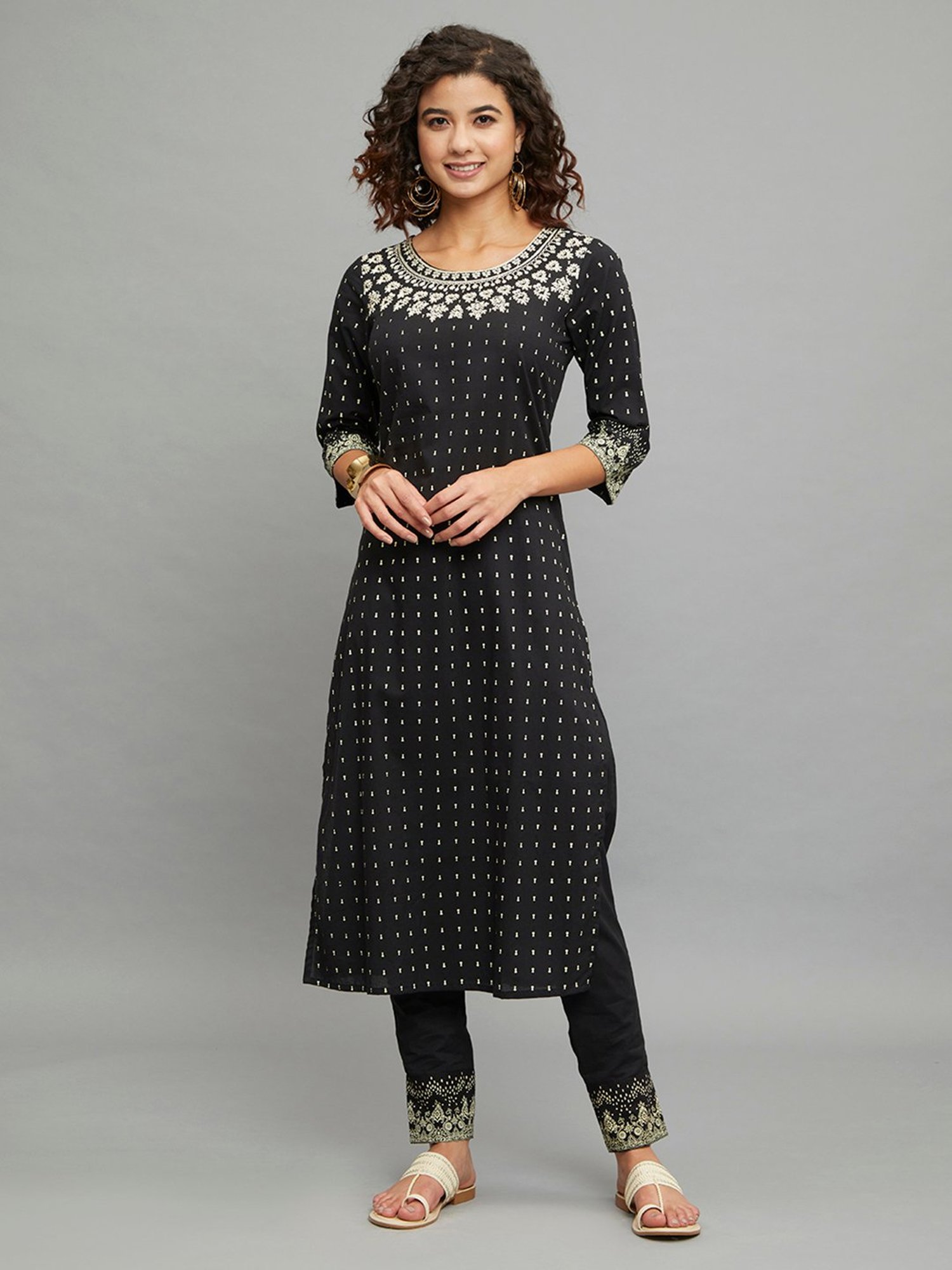 paislei Black Printed Kurta Pant Set