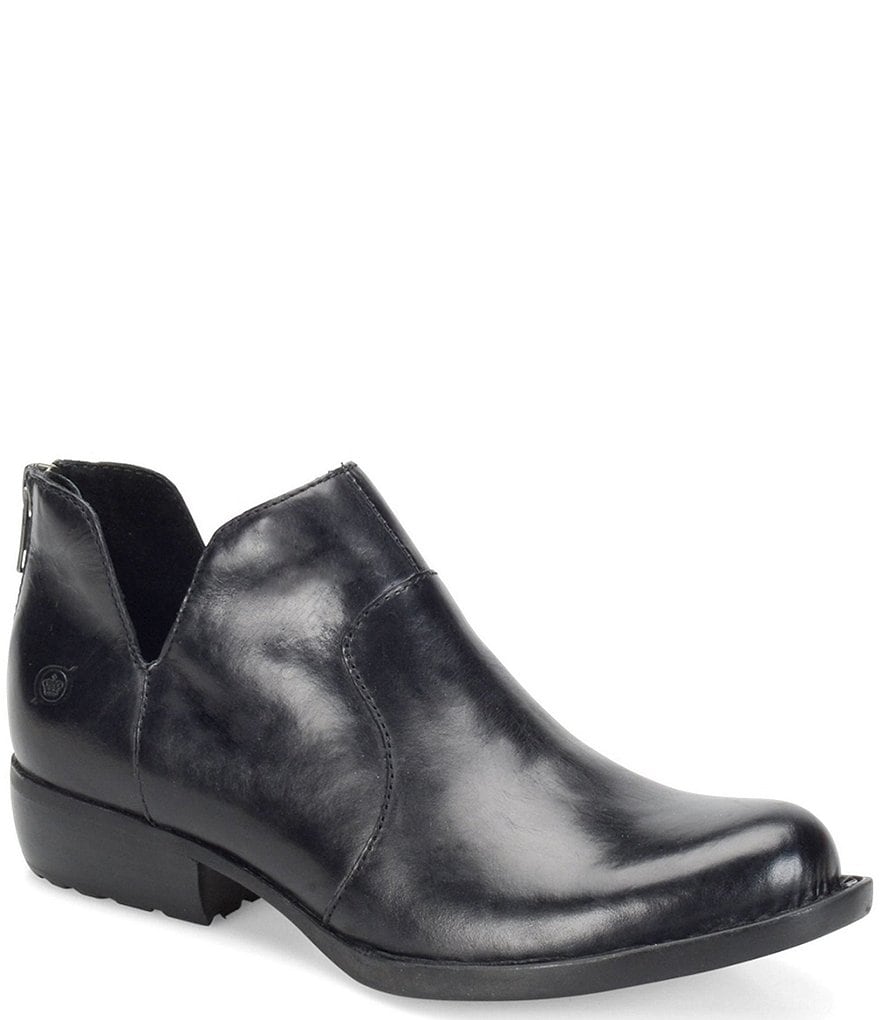 Born Kerri Leather Ankle Block Heel Booties
