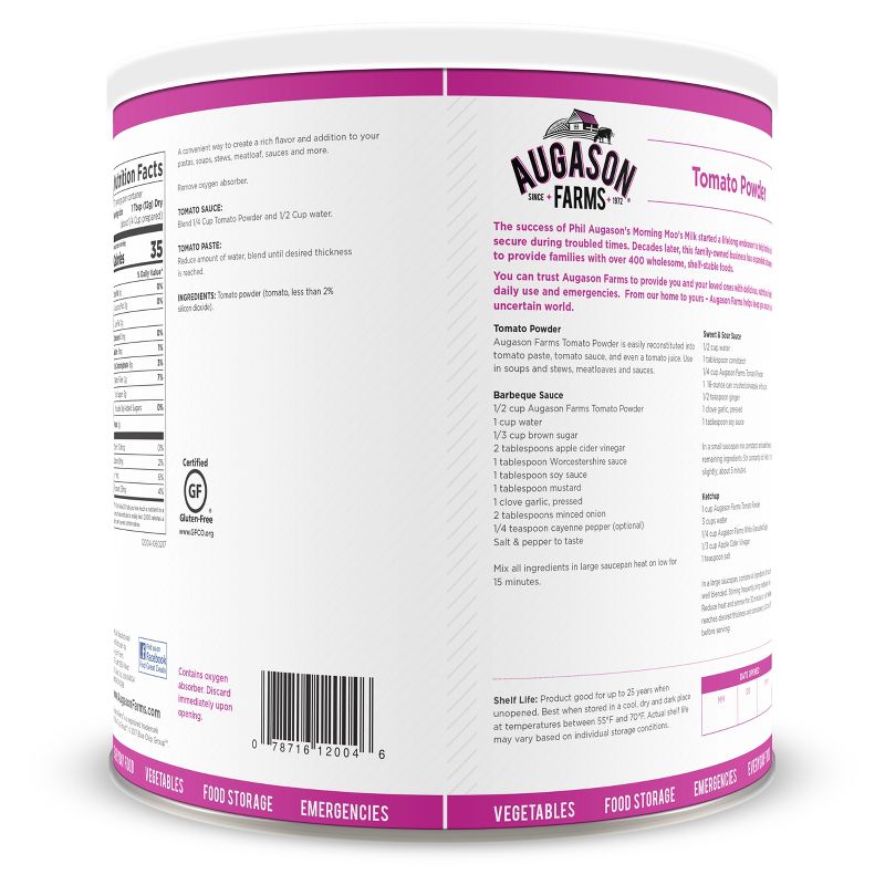 Augason Farms Gluten Free All-Natural Tomato Powder - 58oz