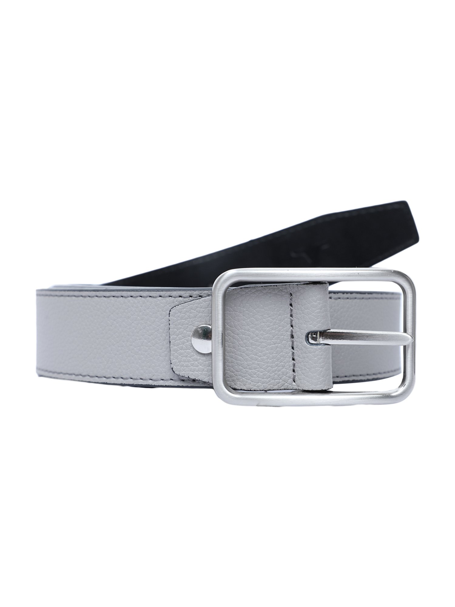BULCHEE Grey & Black Leather Reversible Formal Belt for Men