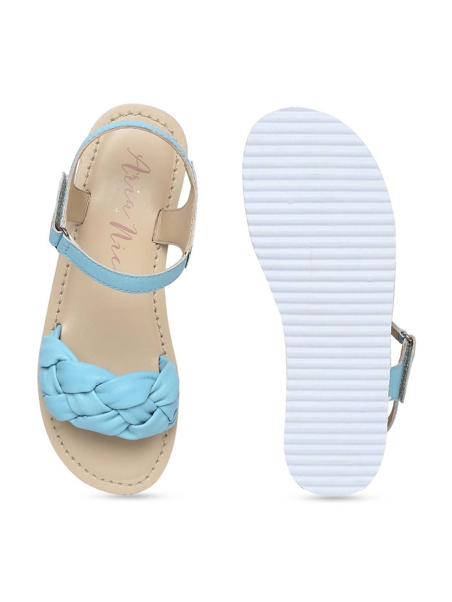 Aria Nica Kids ALICE Turquoise Blue & Beige Ankle Strap Sandals