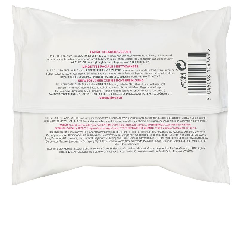 Soap & Glory Fab Pore T-Zone Triple Action Purifying Cloths - 25 ct