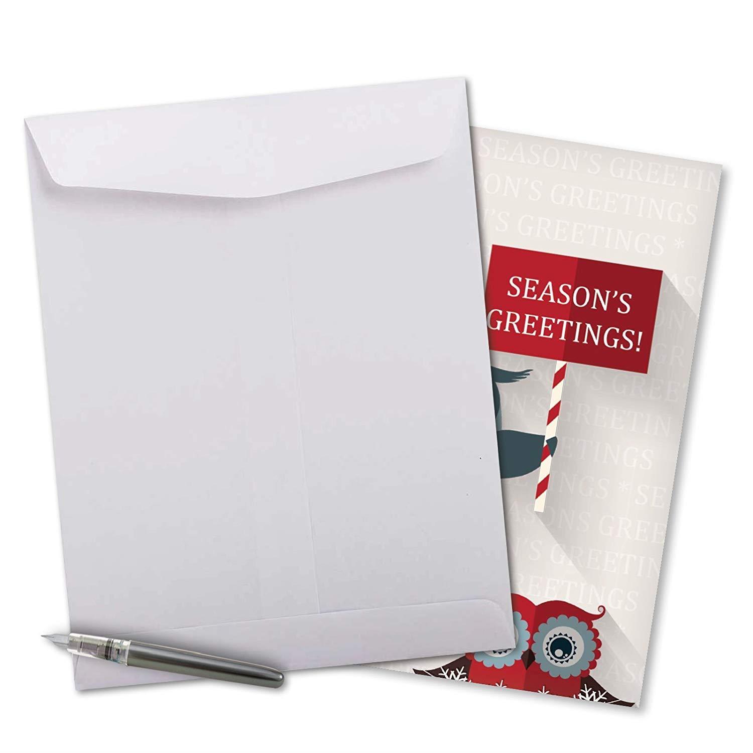 Happy Owlidays: Creative Christmas Jumbo Printed Card - (8.5" x 11") Cute, Funny, and Elegant Holiday Greeting Card - Xmas Appreciation Gift With Envelope (#J3947BXSG)