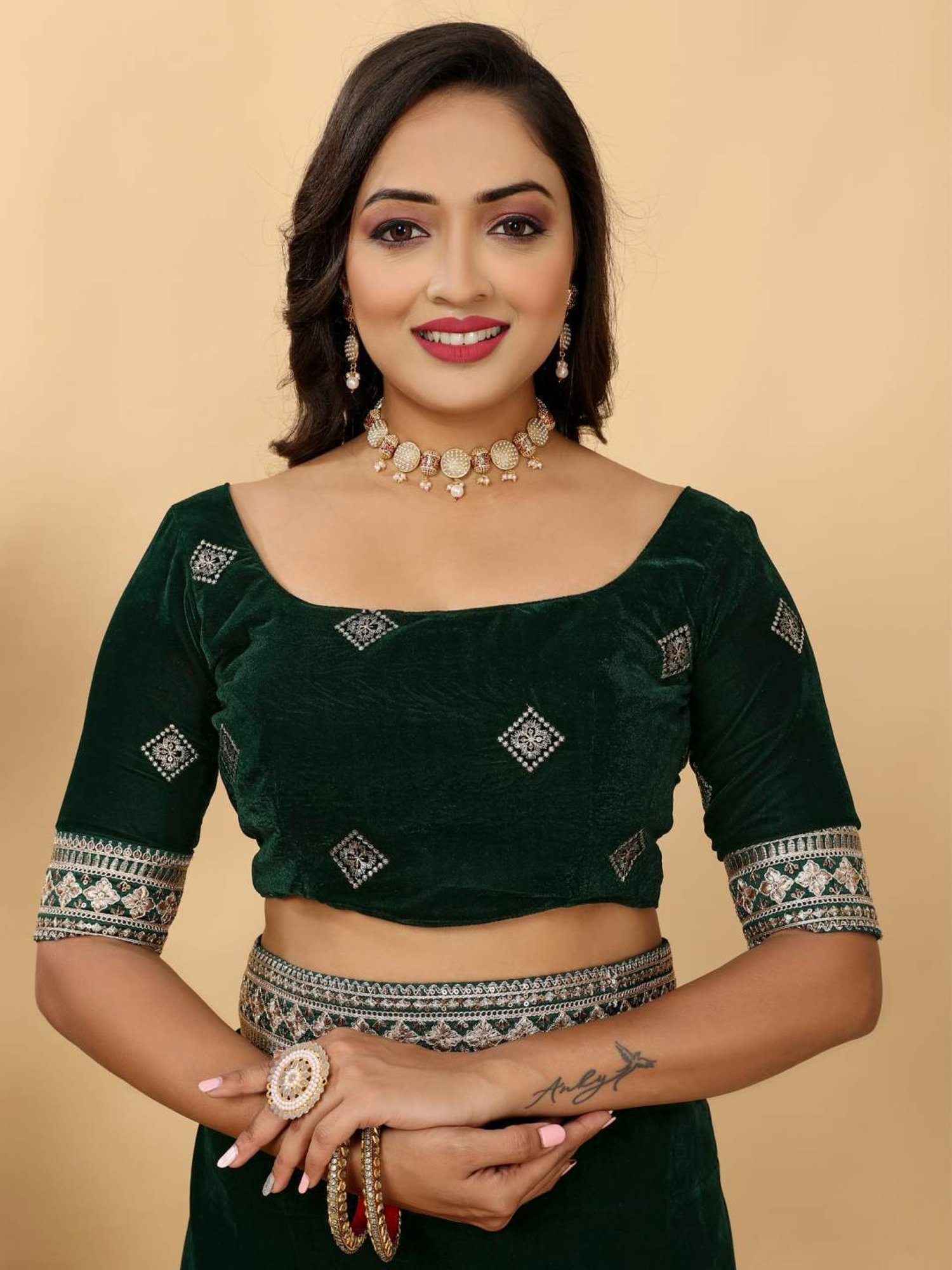 Saree Mall Green Embroidered Saree With Unstitched Blouse