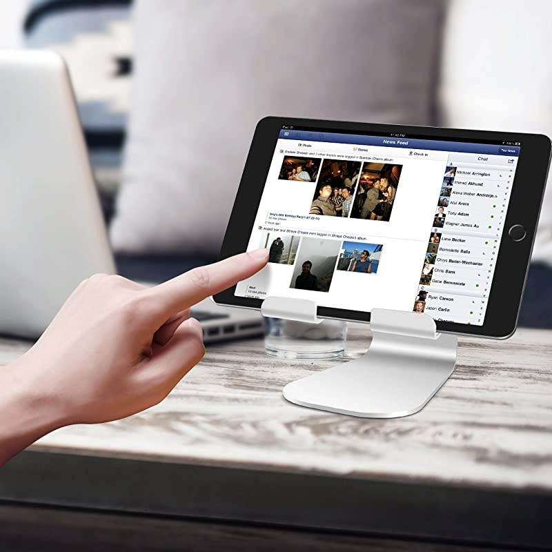 Tablet Stand Adjustable,  Tablet Holder : Desktop Holder Dock Cradle Compatible with iPad Pro 12.9,10.5, 9.7, Air Mini 2 3 4, Nexus, Accessories, Tab (4-13 inch) - Silver