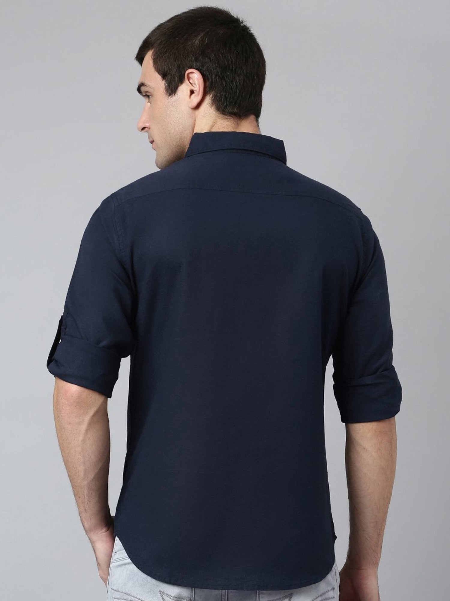 Dennis Lingo Navy Cotton Slim Fit Shirt