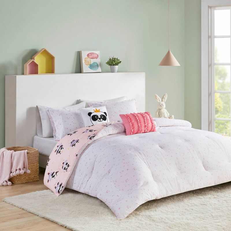 Full/Queen Patty Ballerina Panda Cotton Comforter Set Pink