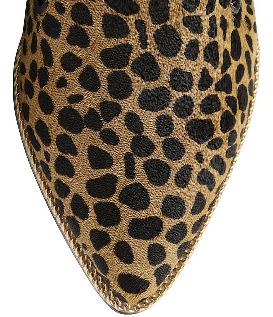BCBGeneration Lanni Cheetah Print Chain Detail Calf Hair Mules