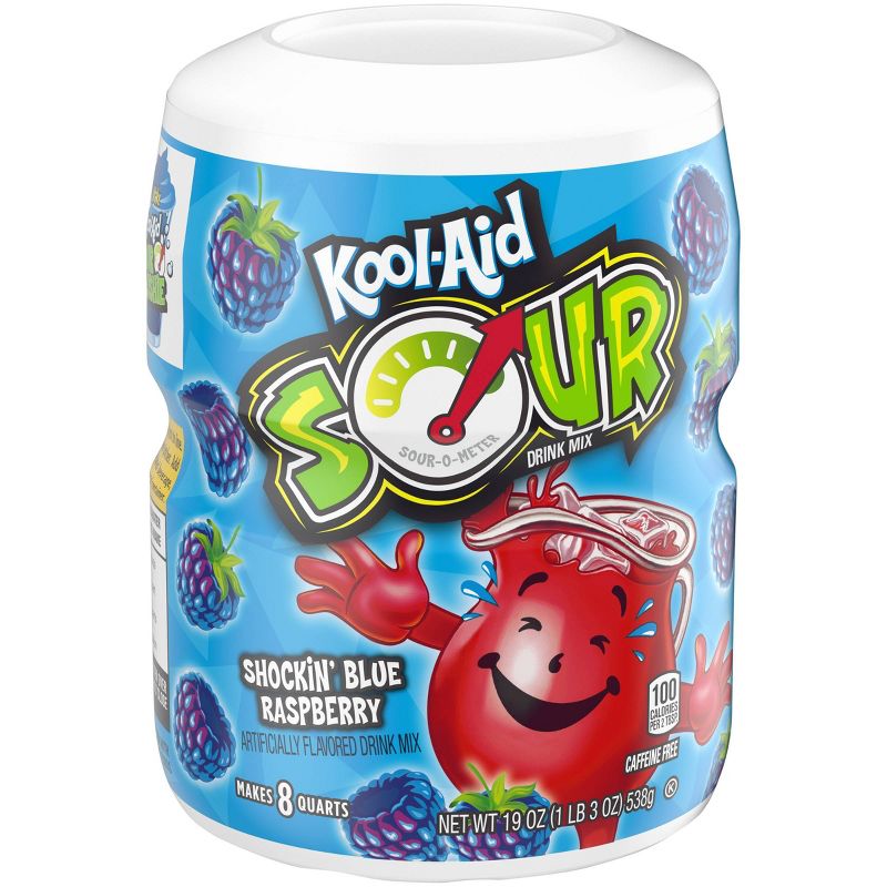 Kool-Aid Sour Shockin' Blue Raspberry Drink Mix - 19oz Canister