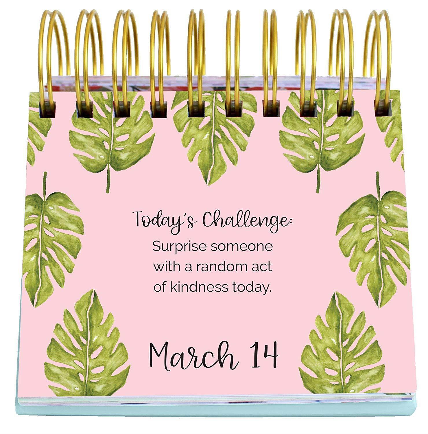 Bloom Daily Planners Undated Perpetual Desk Easel/Inspirational Standing Flip Calendar - (5.25" x 5.5") (The Best is Yet to Come)