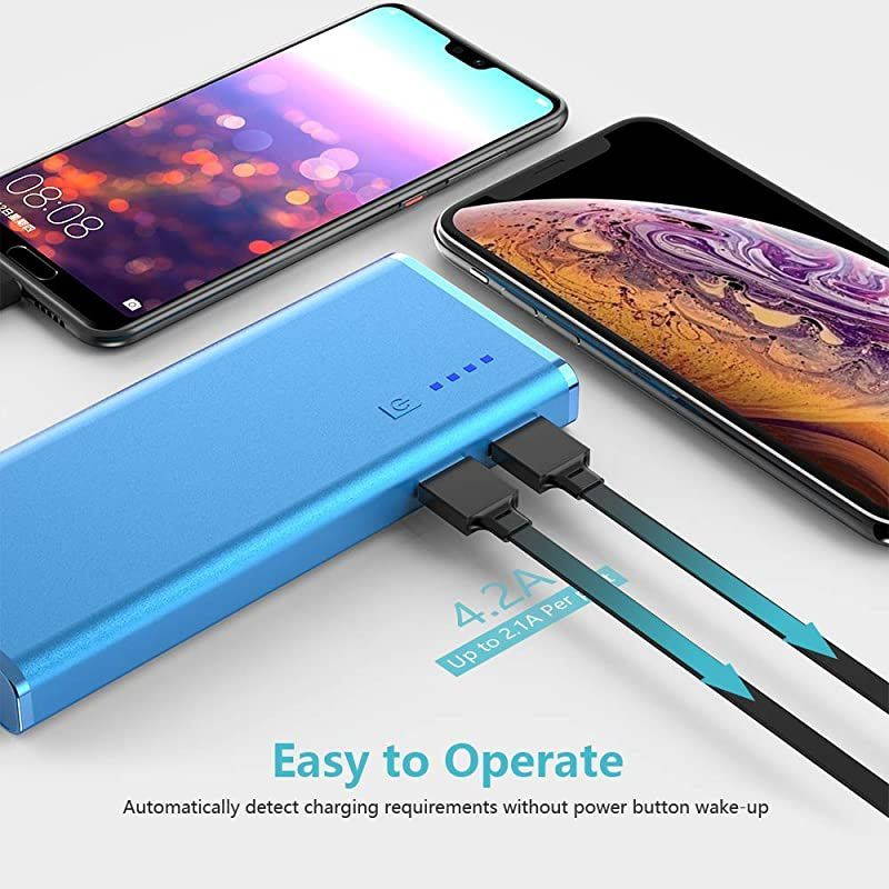 Portable Charger 10000mAh,  USB Power Bank External Battery Pack with Flashlight Compatible with iPhone XR 8 Plus X iPad Samsung Galaxy S8 Note 8 Smartphones Tablet (Black) [Upgraded 2021]