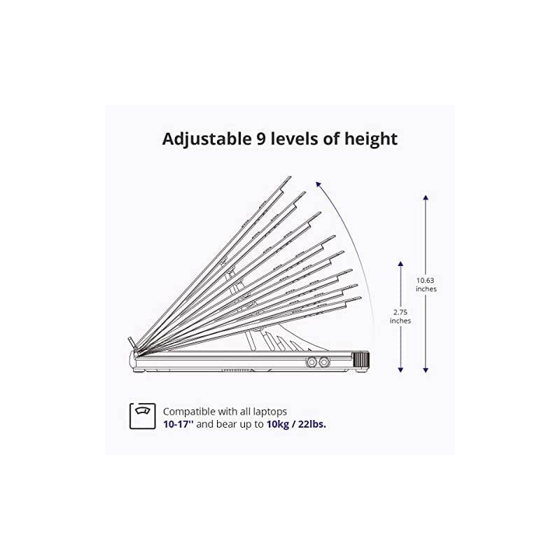 Laptop Stand  D07 Foldable Adjustable Laptop Riser with Phone Holders Compatible with 10 to 17in Laptops TabletsBlack