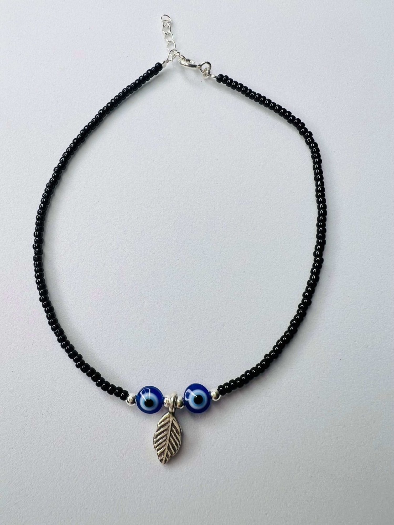 Arte Jewels 925 Sterling Silver Black Beads Evil Eye Anklet for Women & Girls (Single Anklet)