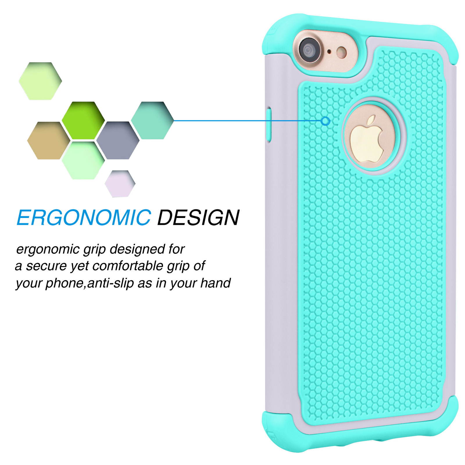 Tekcoo for iPhone 8 Case/iPhone 7 Cute Case, [Tmajor] Shock Absorbing Cases [Blue] Hybrid Bumper Sturdy Defender Rugged Cases Cover Plastic Outer & Rubber Silicone Inner