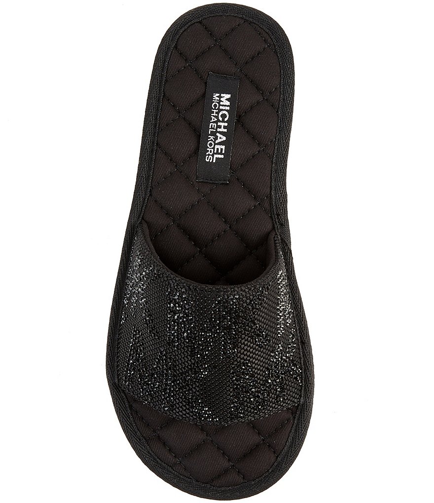 MICHAEL Michael Kors Janis Logo Print Rhinestone Embellished Slides