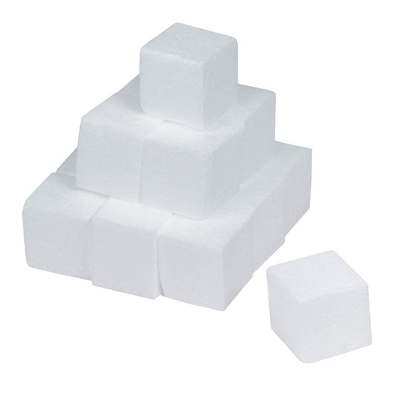 Genie Crafts 15-Pack White Foam Cubes, Square Blocks for Arts and Crafts Supplies (2 x 2 x 2 in)