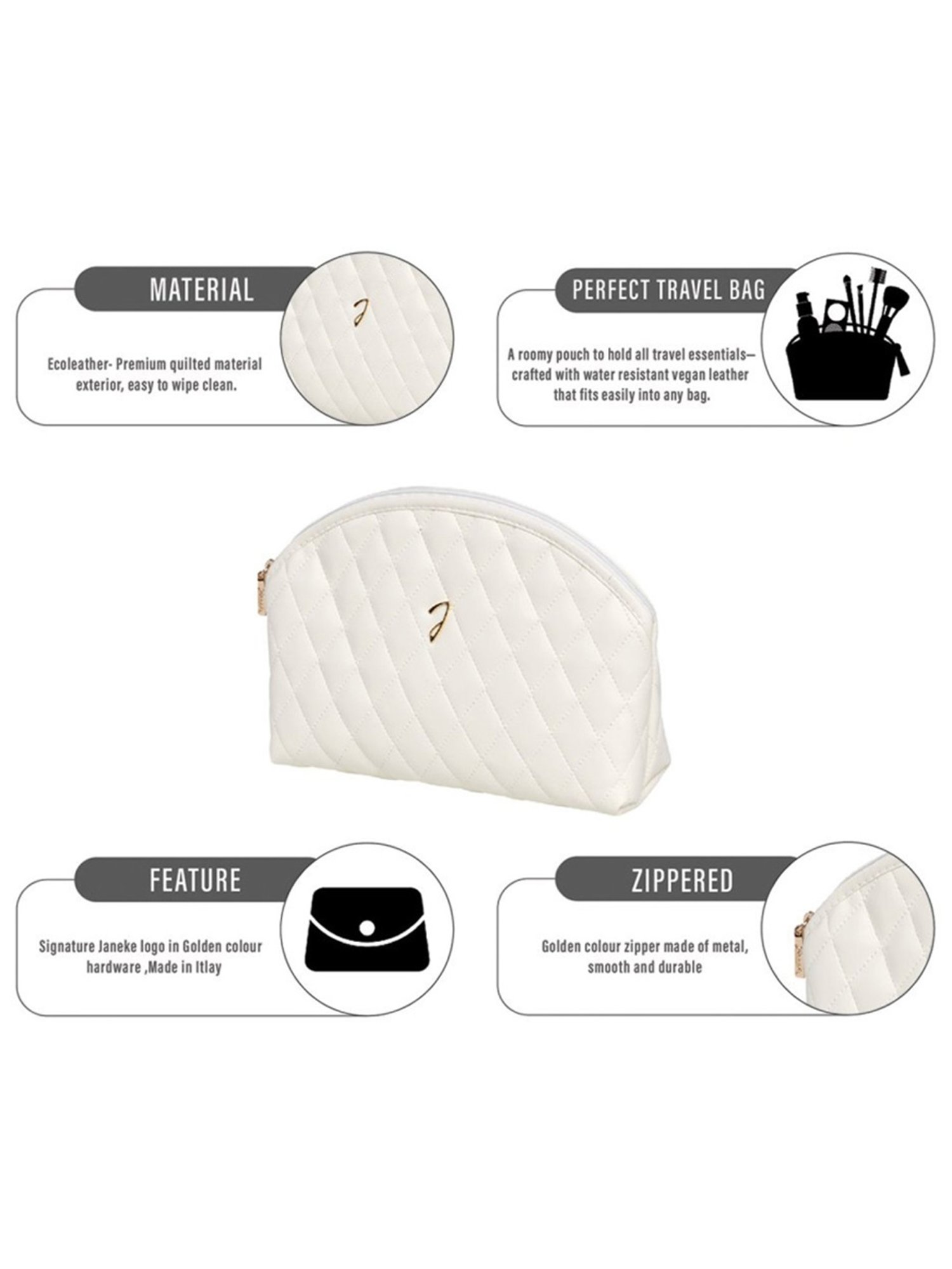 Janeke 1830 Professional Beige Color Large Beauty Bag - 23 cm