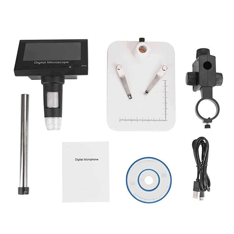 USB Microscope 43 inch LCD 10X600X Magnification Microscope8 LED Adjustable LightRechargeable Lithium Battery for Phone Repair Soldering Tool Jewelry Appraisal Biologic Use