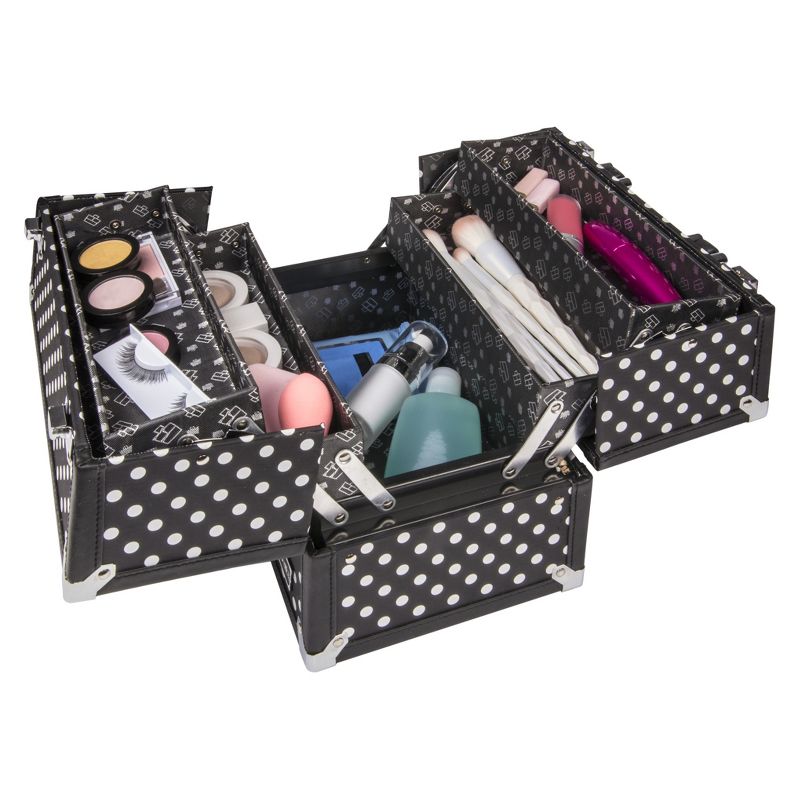 Caboodles Charmed 4-Tray Train Case Black with White Dots