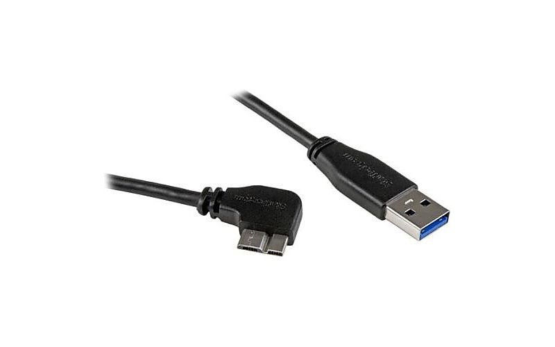 StarTech 2m 6 ft Slim Micro USB 3.0 Cable - M/M - USB 3.0 A to Right-Angle Micr USB3AU2MRS