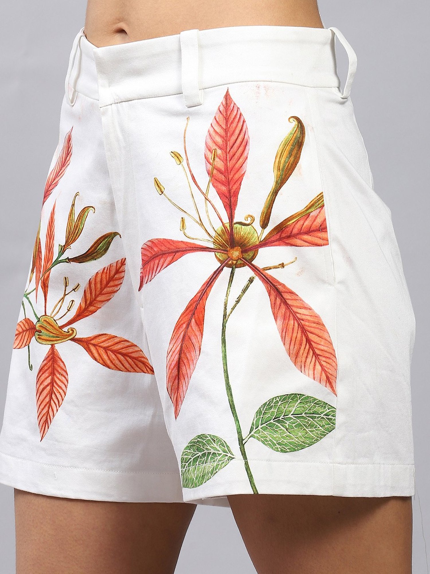 Label Ritu Kumar White Floral Top With Shorts