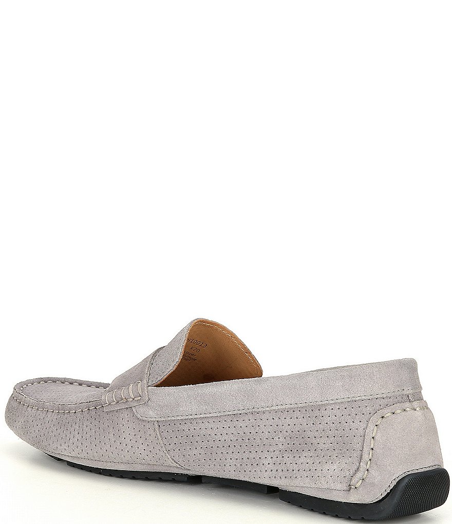 Flag LTD. Men's Morgan Kidsuede Leather Perforated Penny Loafer Moccasins