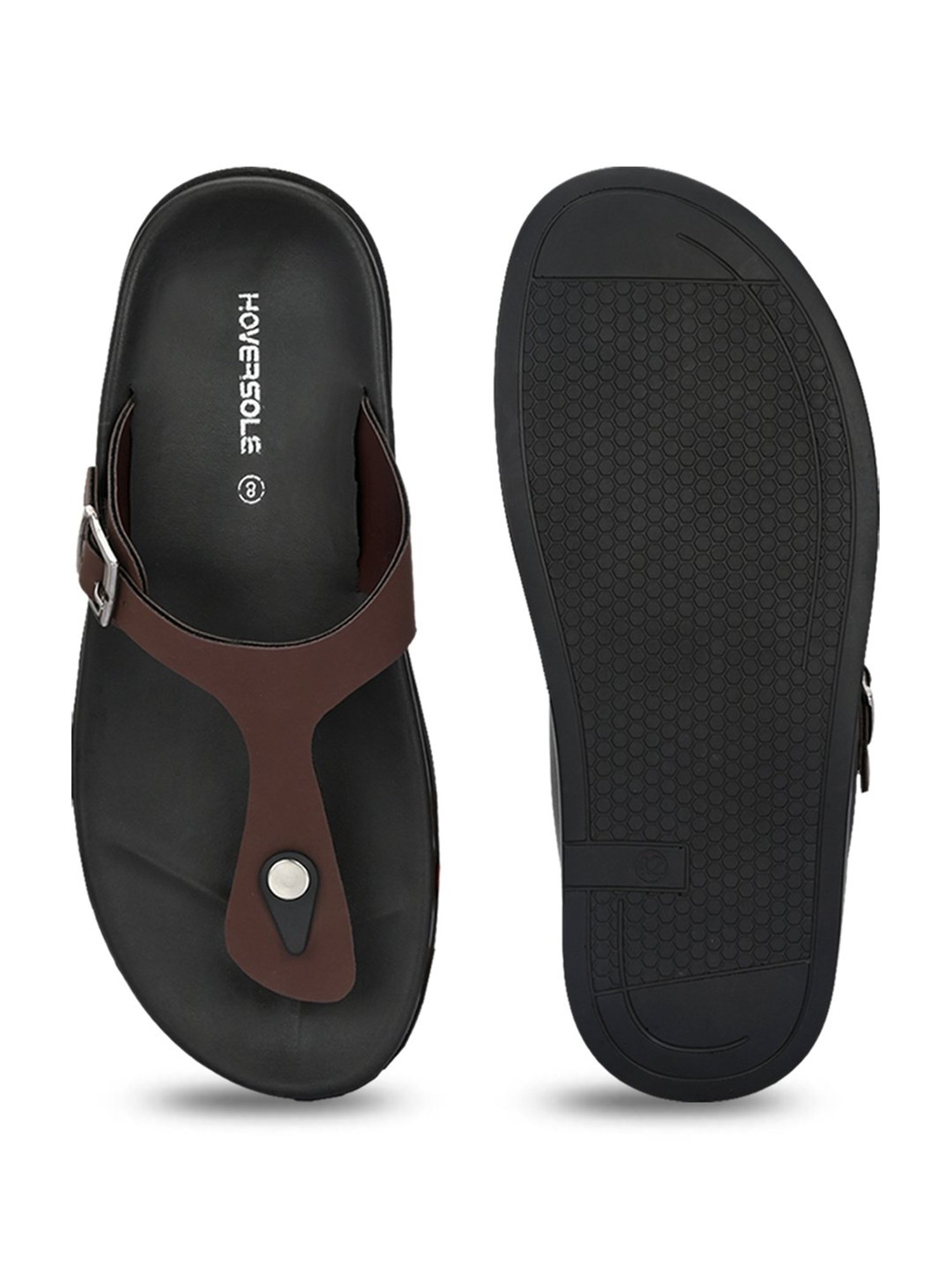 Hoversole Men's Brown T-Strap Sandals