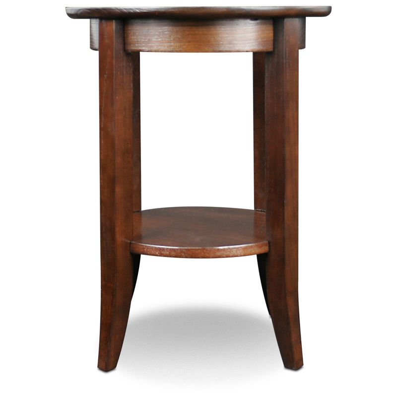 Solid Wood Round Glass Top End Table - Chocolate Oak Finish - Leick Home