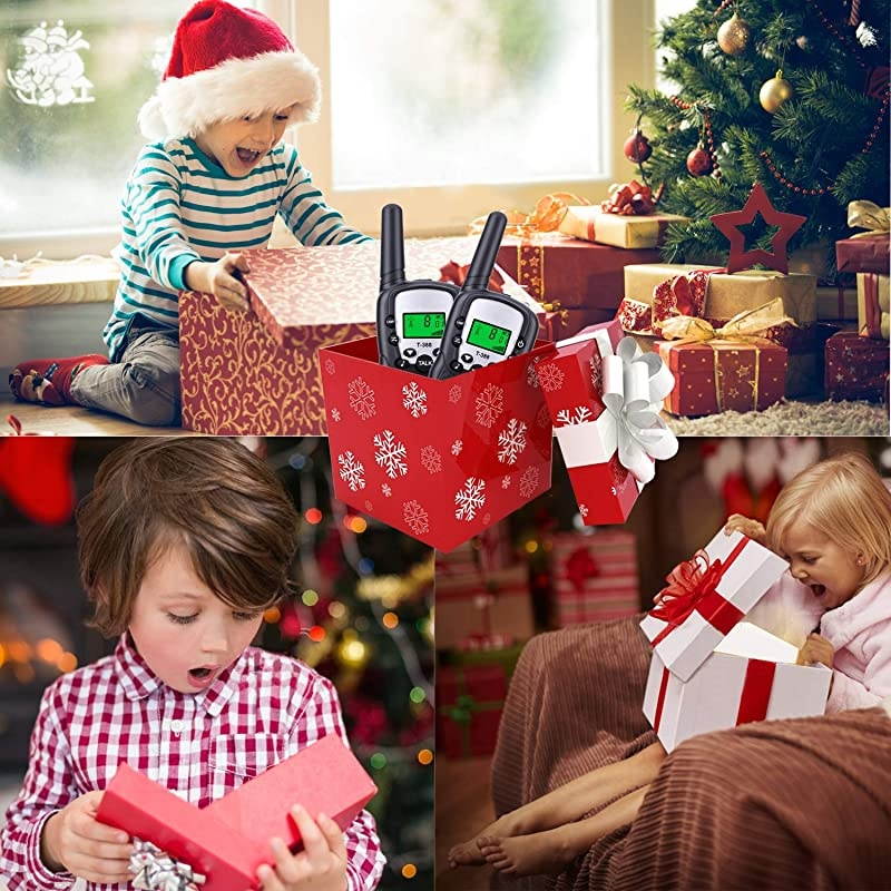 Kids Walkie Talkies Rechargeable Walky Talky 22CH FRS 2 Way Radio Kids Toy with MultiCharger Rechargeable Batteries VOX and Torch Black 8 rechargeable batteries