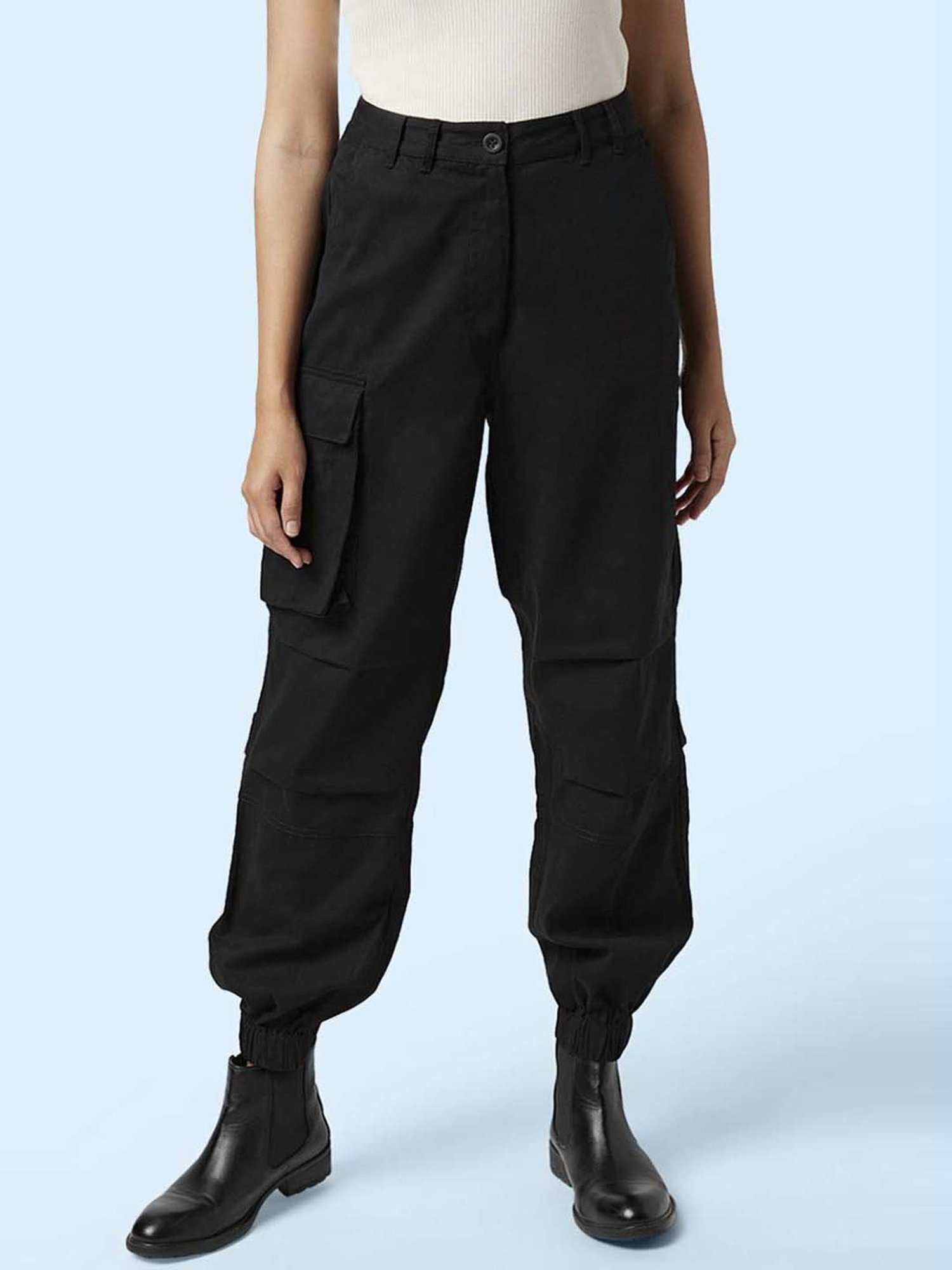 SF Jeans by Pantaloons Black Cotton Pants