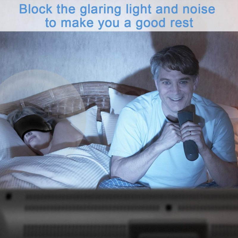 Bobora Sleep Headphones Bluetooth 5.0 Eye Mask For Men Women Noise Cancelling Sleeping Mask With Adjustable Strap Blue